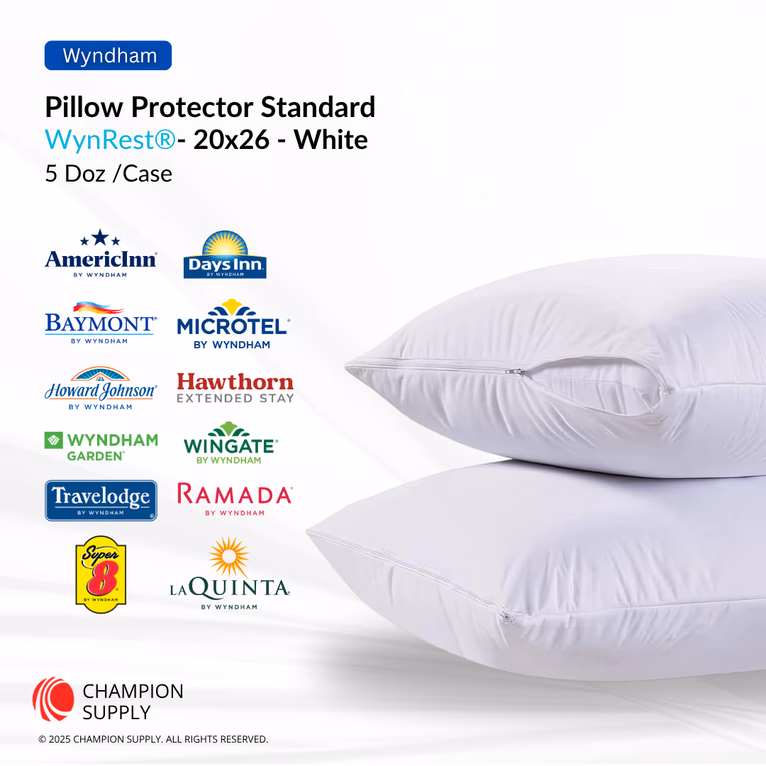 Wynrest Zippered Pillow Protector Standard 20x26, Case of 60
